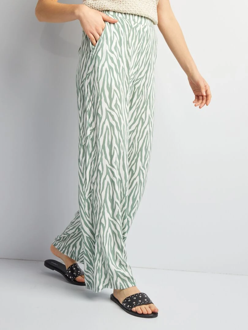 Pantalon large imprimé   Vert clair