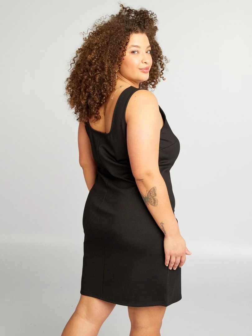 Robe courte en maille stretch   noir