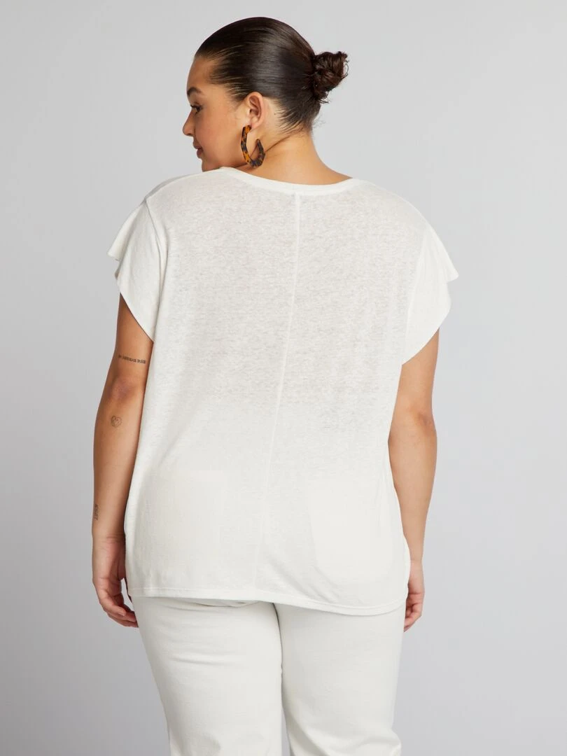 Tee shirt en lin manches chauve souris   blanc