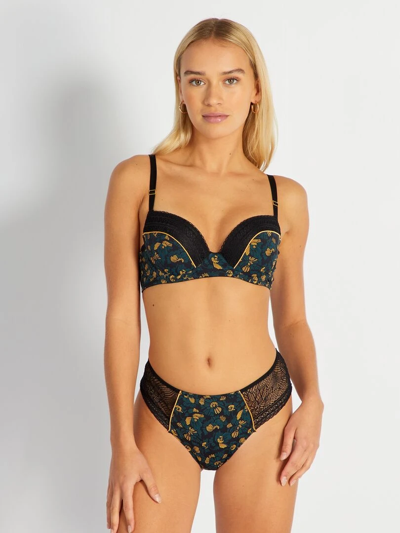 Soutien gorge paddé et imprimé 'Envie de Lingerie'   Noir