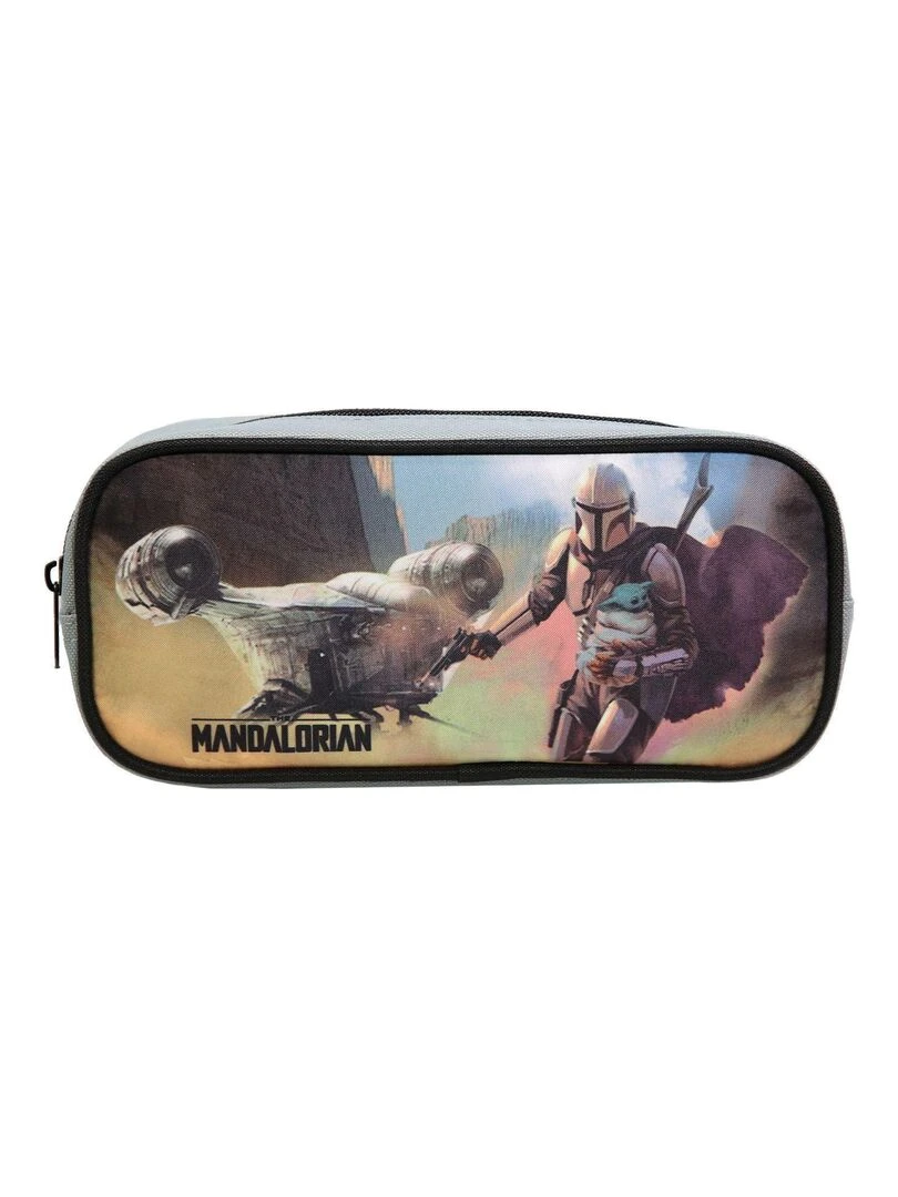 Trousse scolaire rectangulaire Star Wars / The Mandalorian Noire et Grise Bagtrotter Multicolore