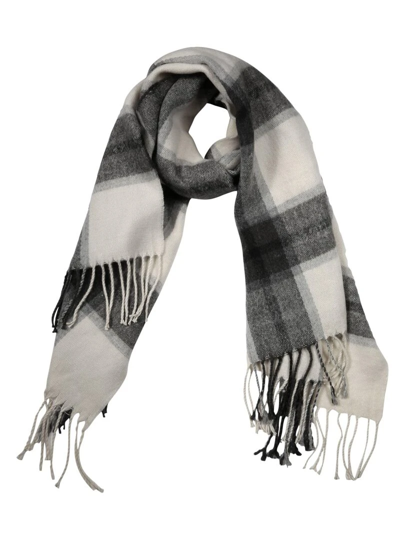 Écharpe plaid Femme Noir/Ivoire Blanc Noir Blanc