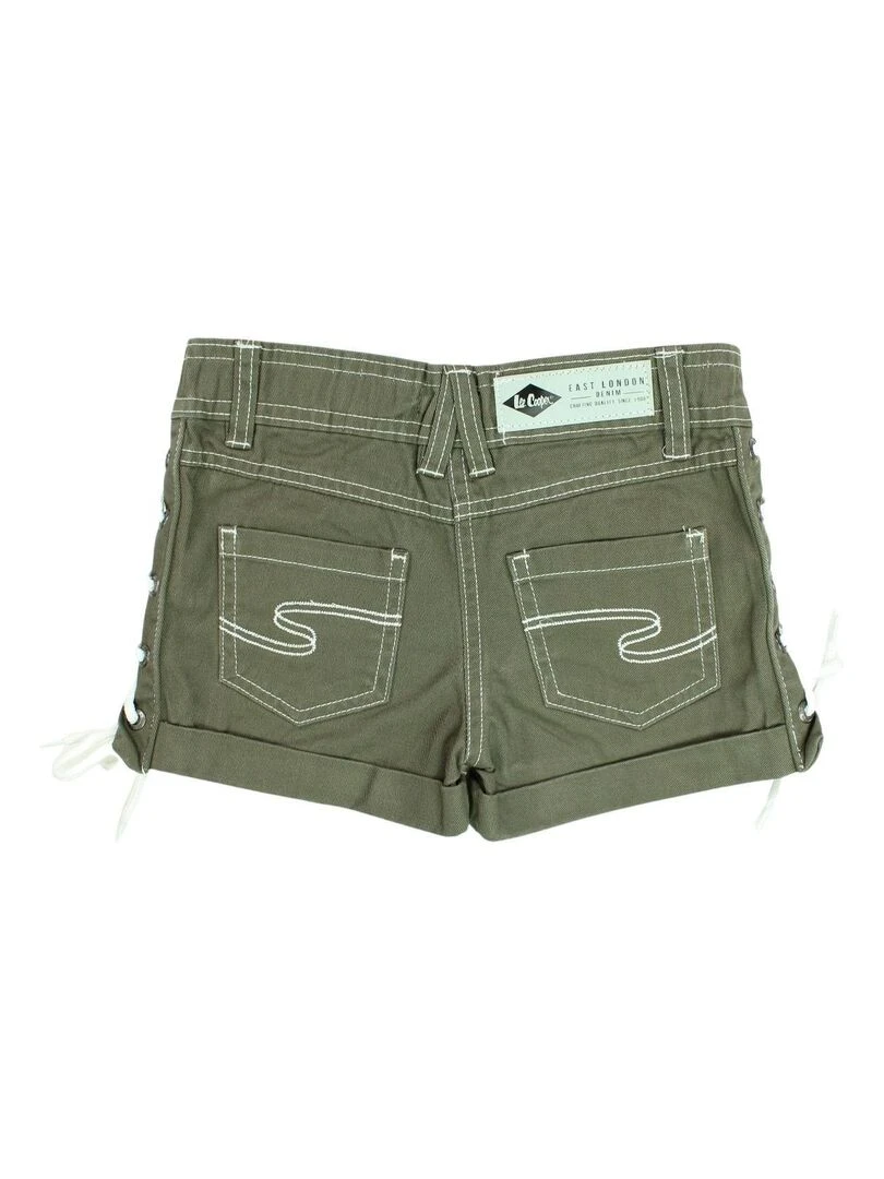 Lee Cooper Short fille imprimé logo en coton Kaki