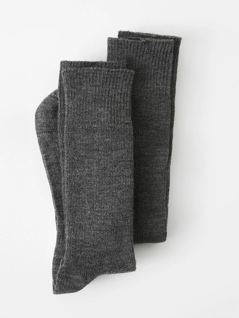 Lot de 2 paires de chaussettes mélange laine et Thermolactyl Damart Gris