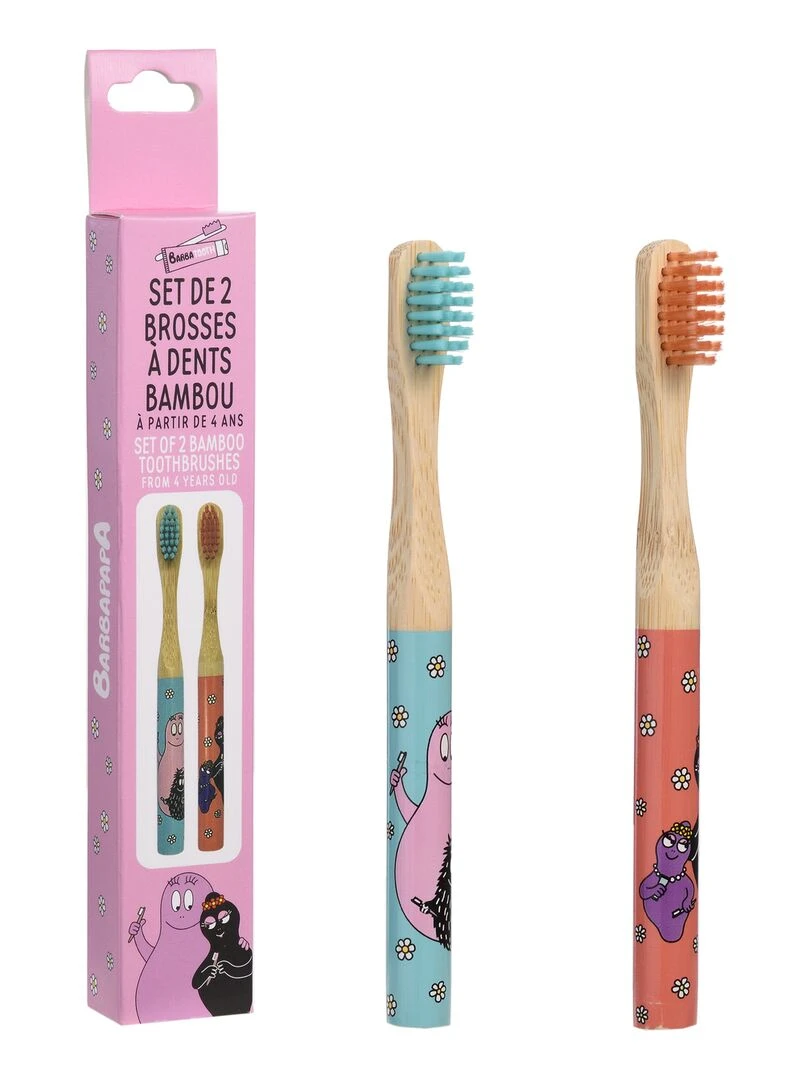 Barbapapa Set de 2 Brosses à Dents en Bambou N/A