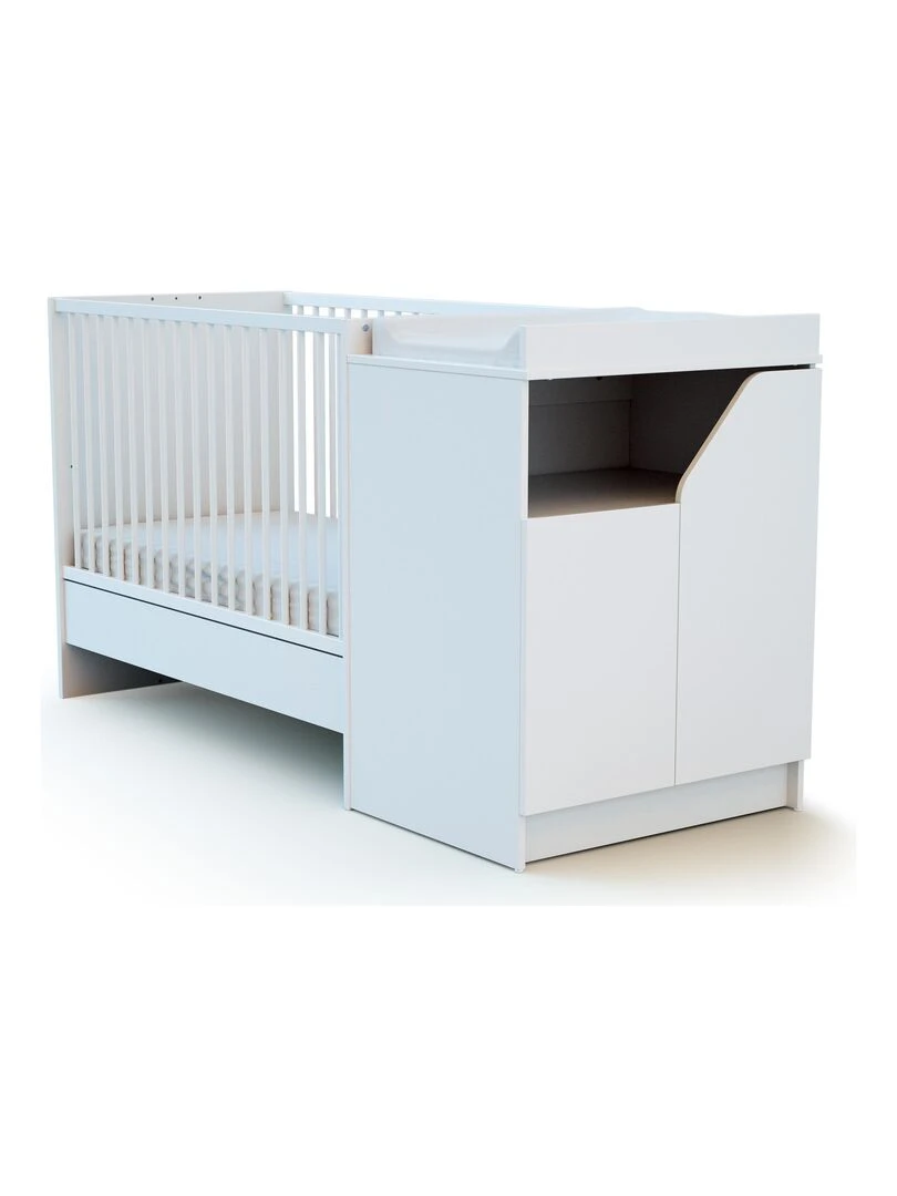 AT4 Combiné lit bébé évolutif CARNAVAL en bois Blanc
