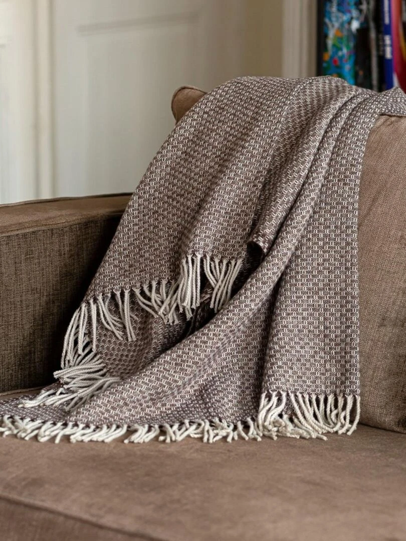 Plaid en mélange de matière Marron tabac