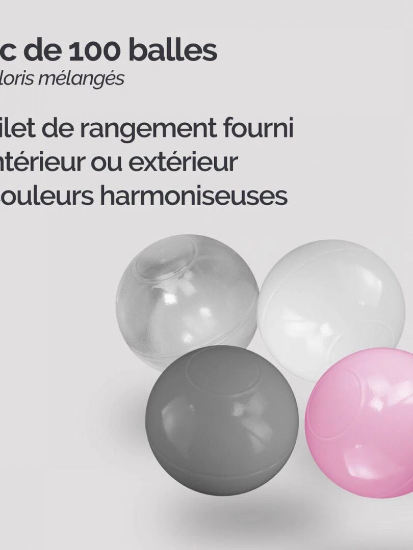 Lot de 2 sacs de 100 balles   Bleu  gris  blanc et transparent   Rose