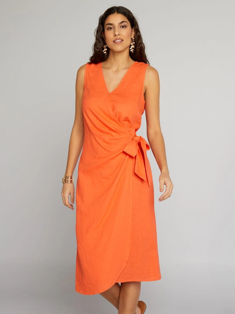 Robe midi sans manches Orange
