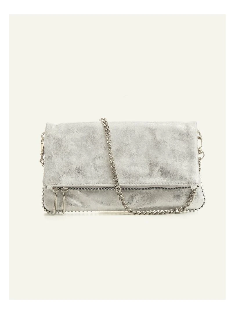 Petit sac pochette similicuir bandoulière amovible DL MANON Argent