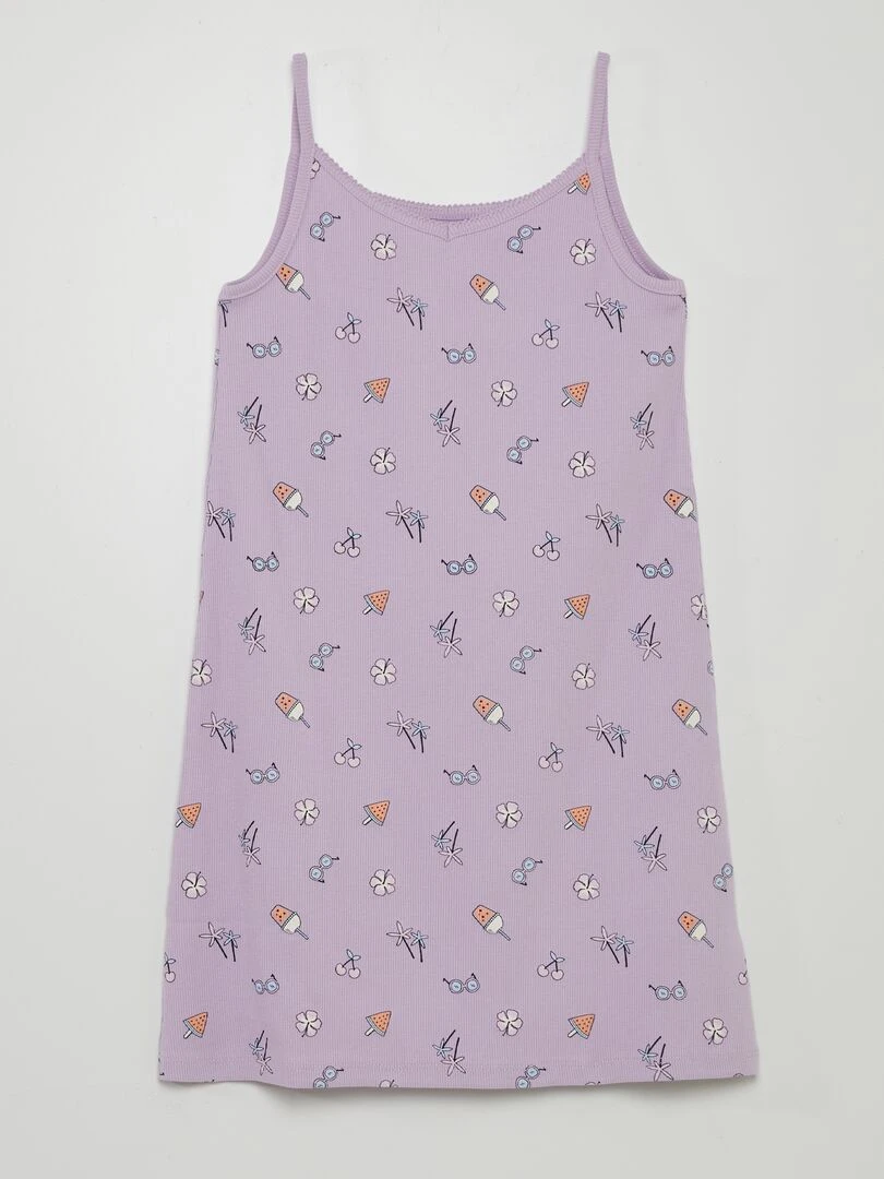 Chemise de nuit imprimée à bretelles Blanc