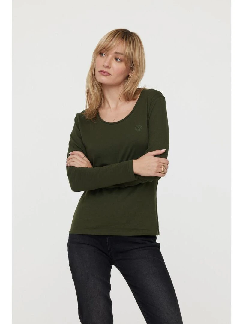 Lee Cooper T Shirt manches longues coton slim AJILO Vert