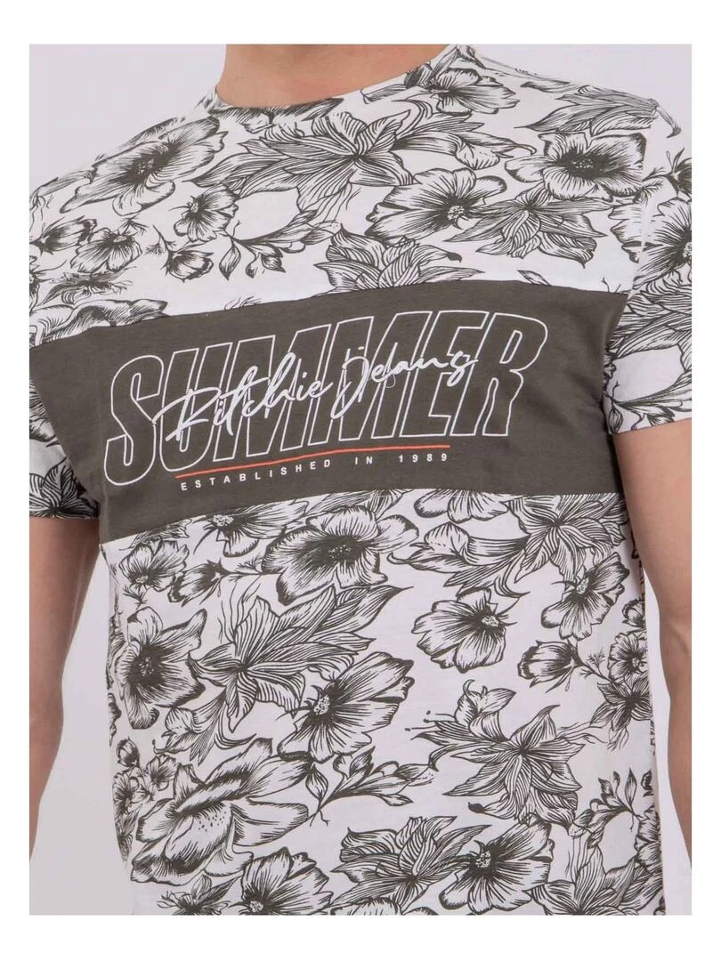 T shirt manches courtes col rond pur coton NOLIBA   Kaki