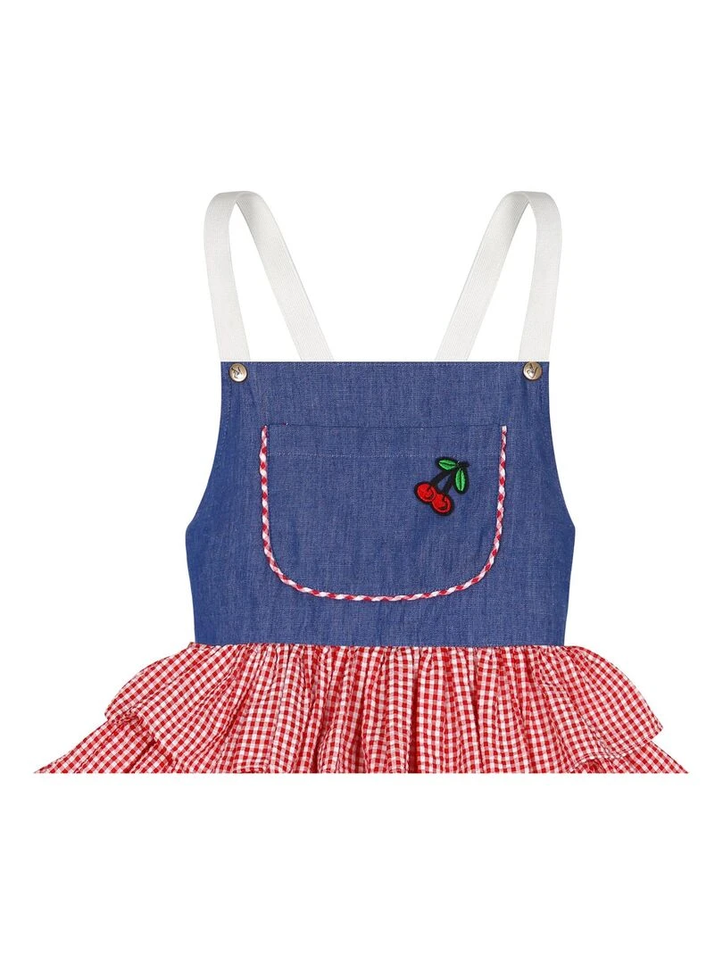 Robe Salopette Été Fille  Carrx Vichy Rose Foncé  GIGI   'LA FAUTE A VOLTAIRE'   Bleu Rouge