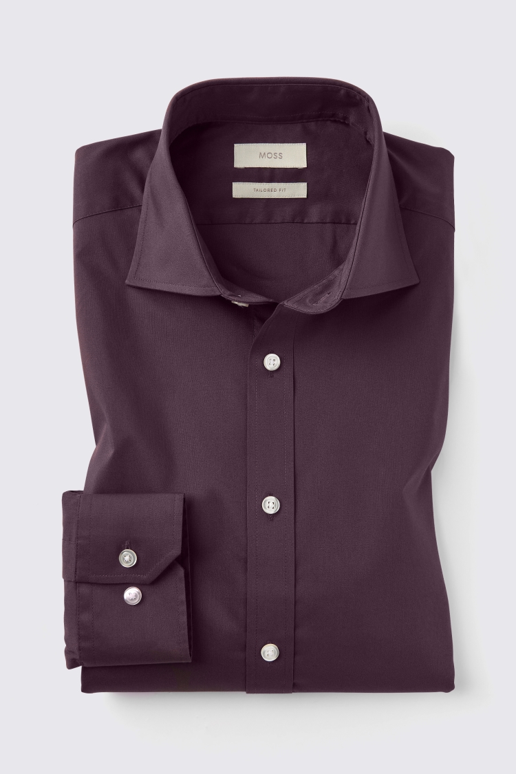 Tailored Fit Wine Stretch Shirt   Buy Online at Moss