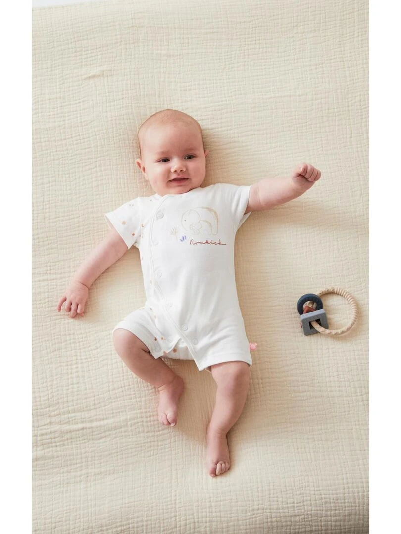 Combishort naissance éléphant en jersey    Noukie's   Blanc