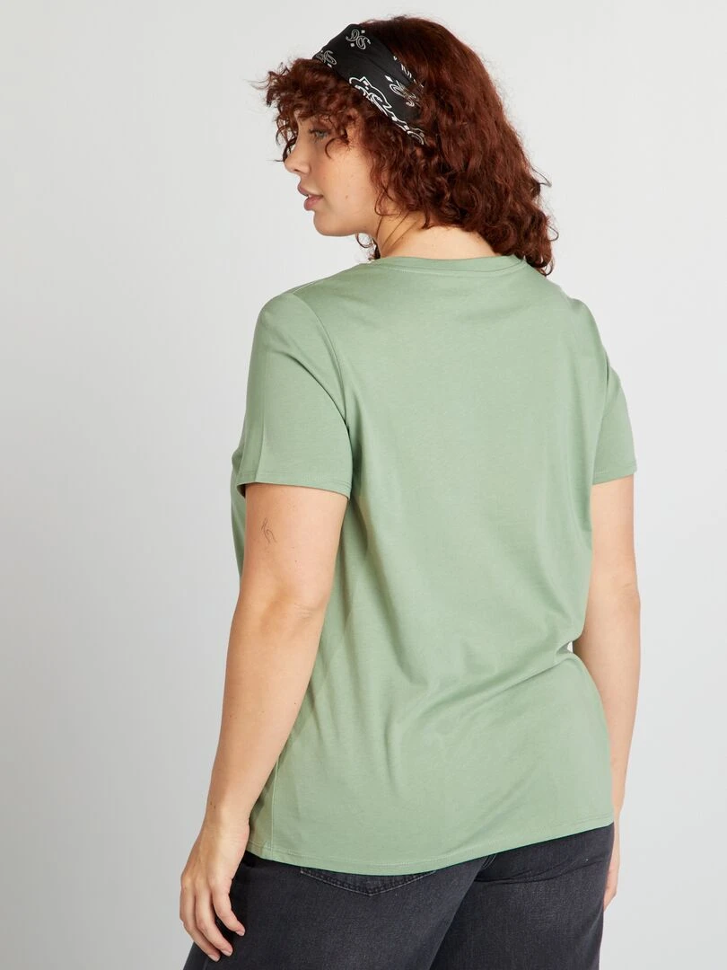 T shirt en jersey à col V   Vert