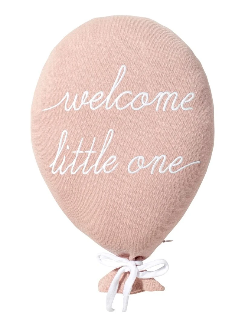 Coussin bébé en coton tricoté ballon "Welcome Little One" Rose