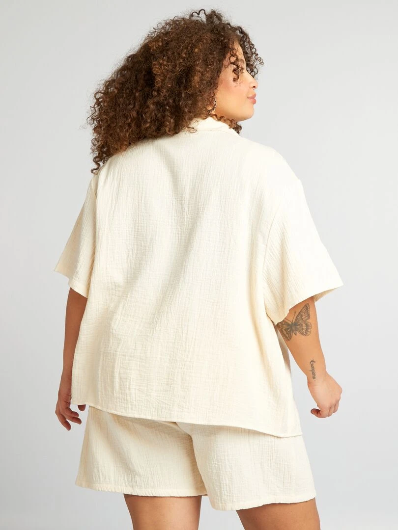 Chemisier en gaze de coton   Beige