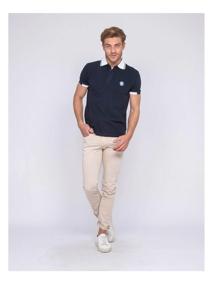 Polo pur coton PAJUGE   Bleu marine
