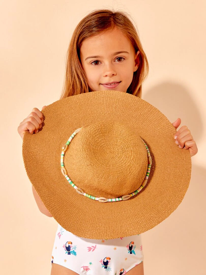 Chapeau avec perles Beige
