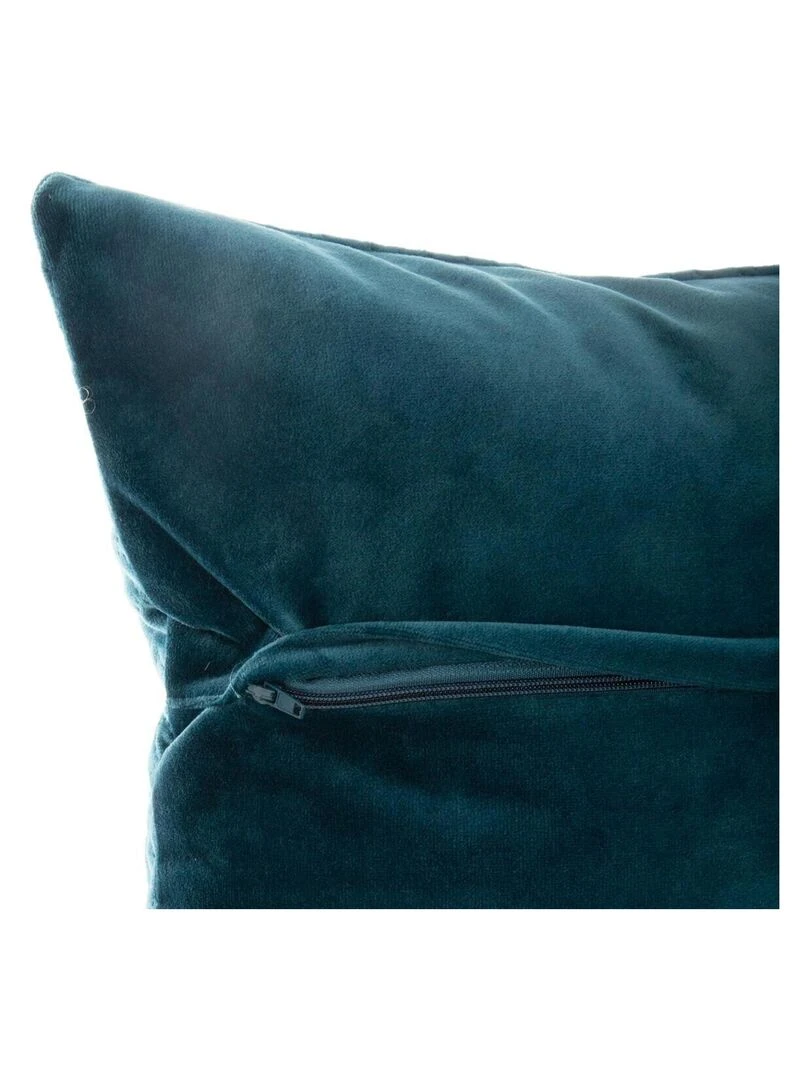 Coussin déhoussable en velours reliefé   Bleu canard