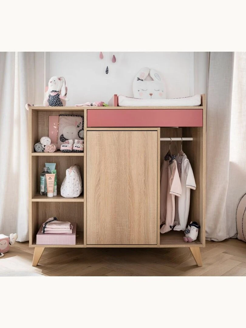 Commode à langer évolutive en bureau   SAUTHON   Rose