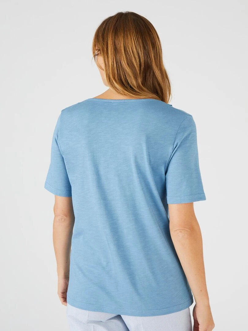 Tee shirt mélange coton biologique   Damart   Bleu