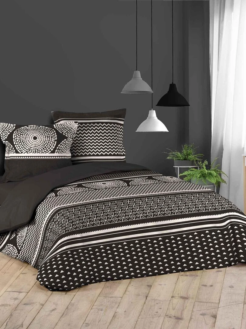 Parure Housse de couette + taie Collection Black Silex   Noir