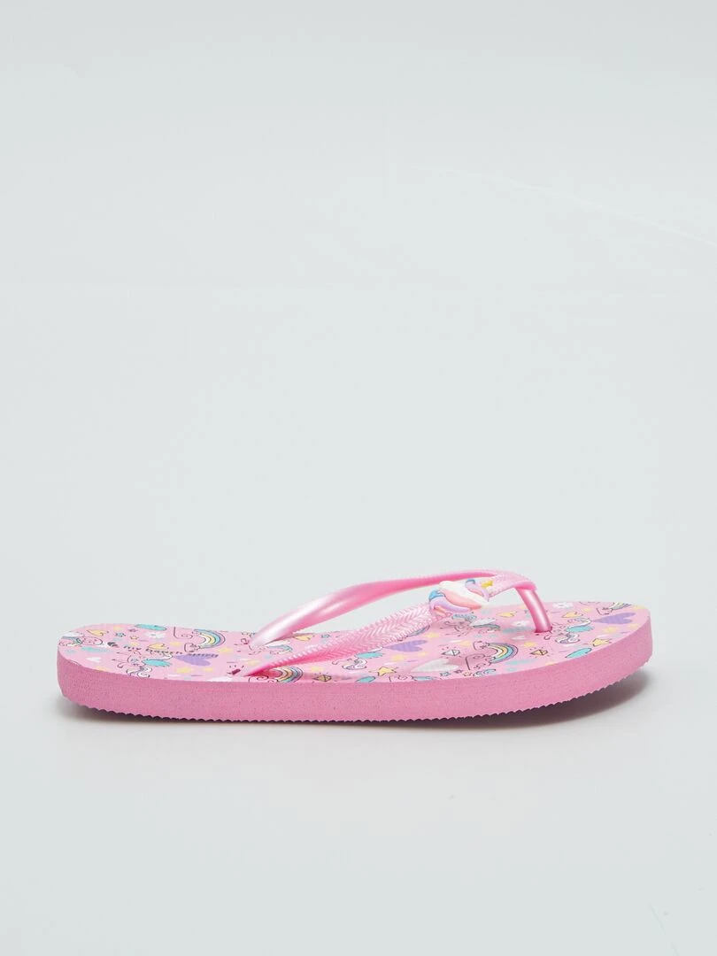 Tongs avec licorne Rose