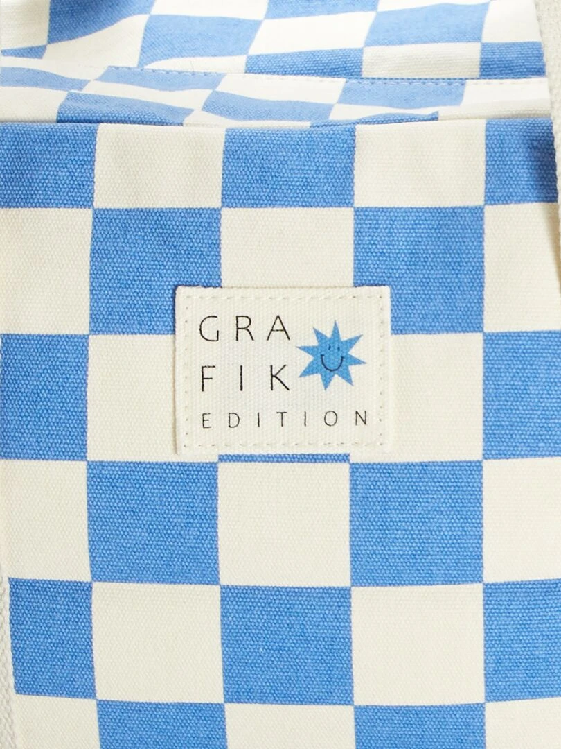 Sac de week end imprimé damier   Bleu
