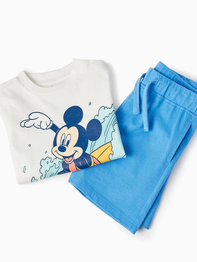T Shirt + Short en coton pour bébé garçon 'Mickey'  LICENSE   Bleu foncé