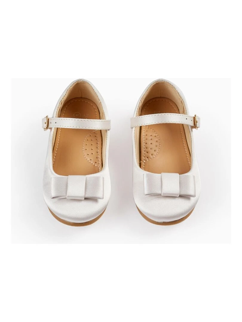 Sabots en satin avec nœud pour bébé fille CÉRÉMONIE Blanc