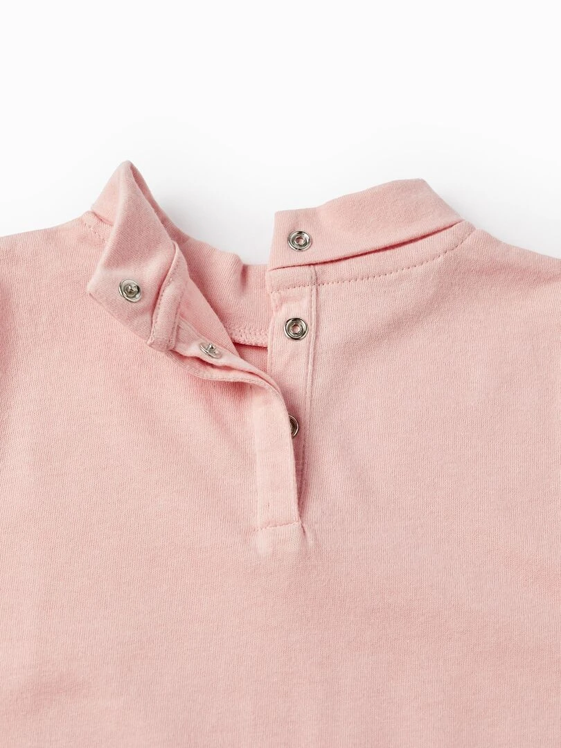 T shirt à manches longues en coton pour bébé fille manches longues  LITERATURE CLUB   Rose clair