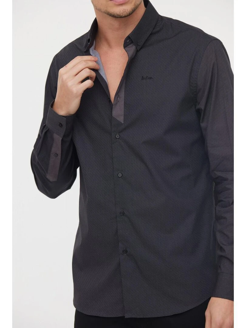 Lee Cooper   Chemise manches longues coton regular DINOZO   gris anthracite