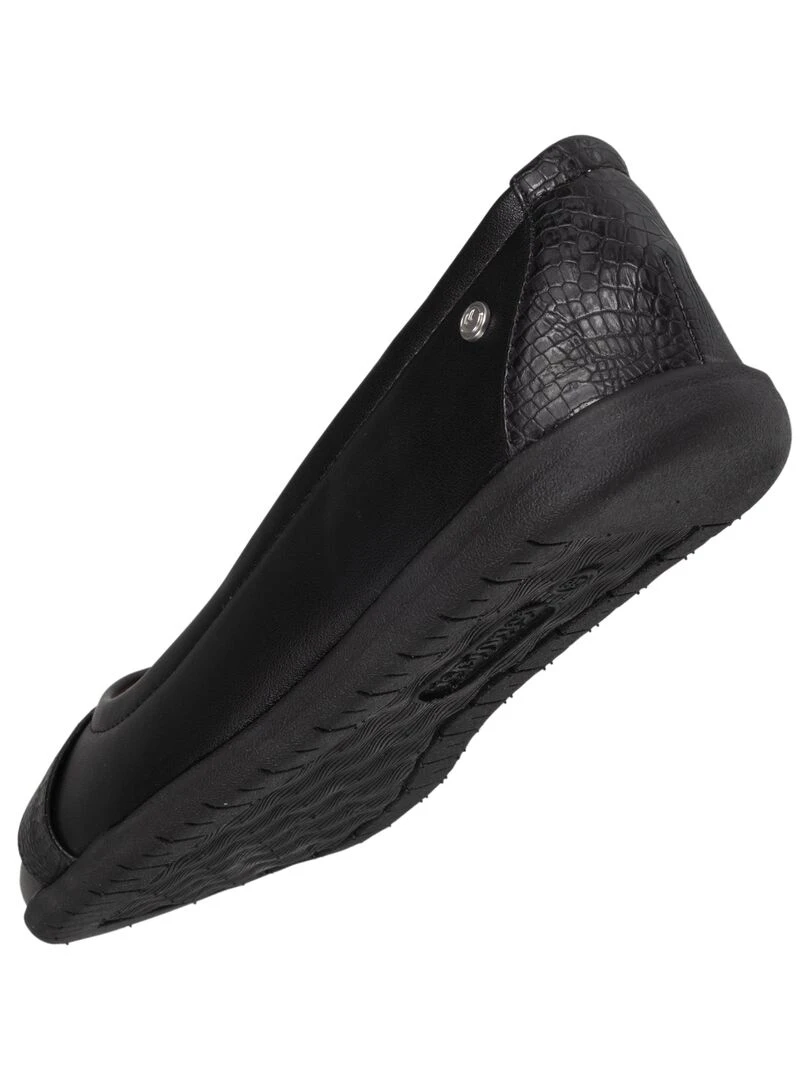 Ballerines Femme empiècement croco Noir   Noir