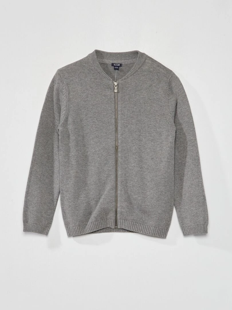 Gilet zippé en maille Gris