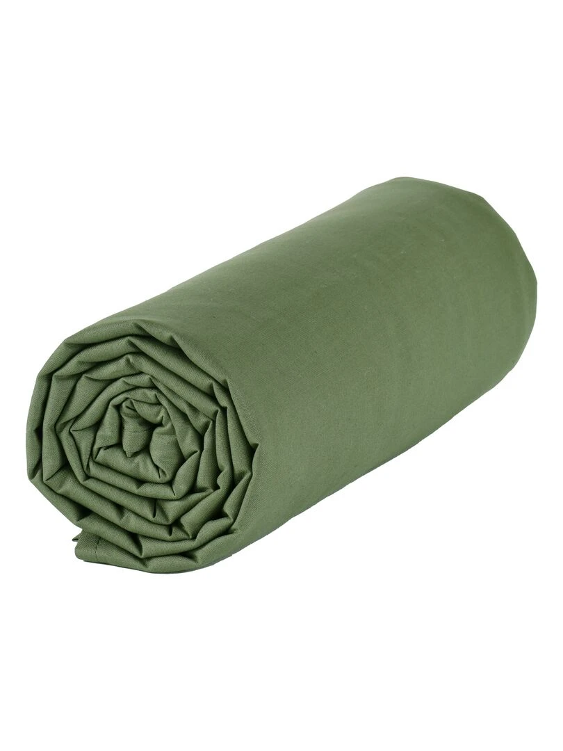 Drap dousse lit bébé 60x120 cm 100% coton Bio 'P'tit Basile' Vert kaki