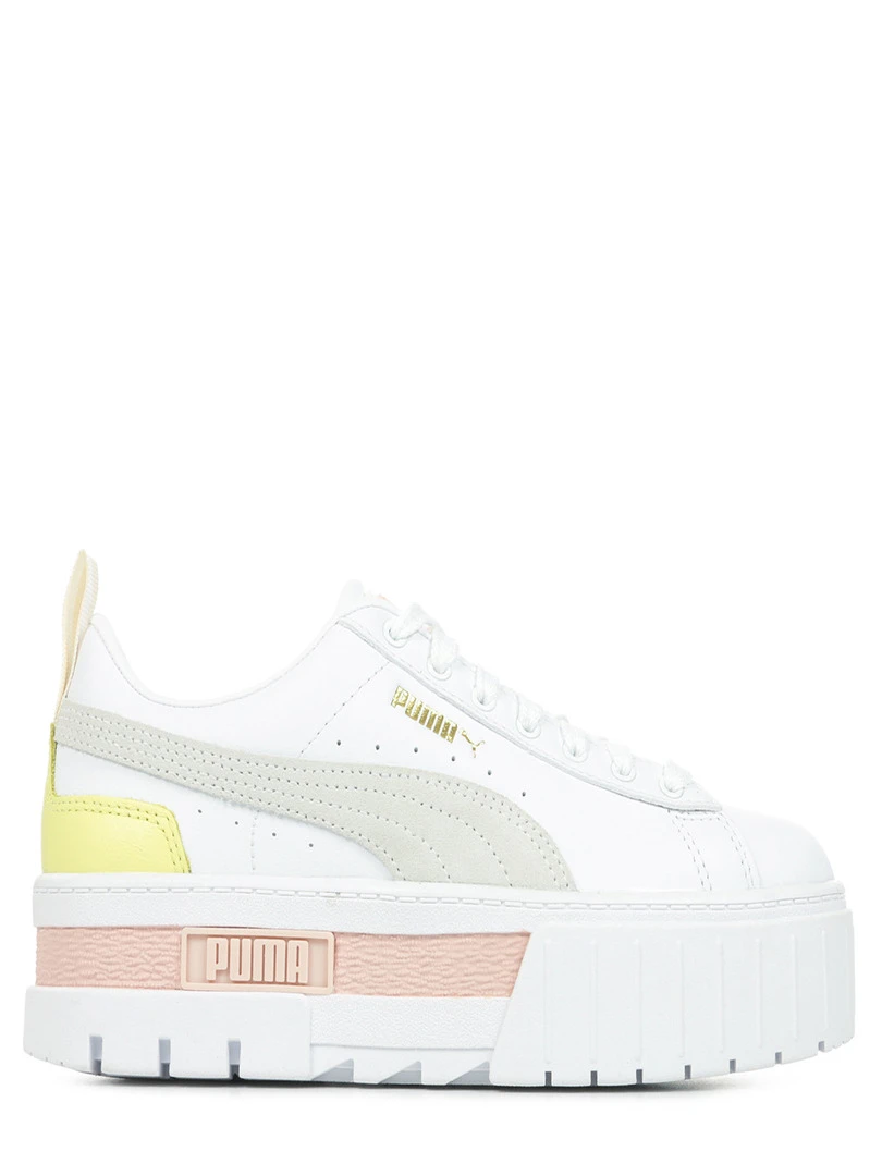 Baskets Mayze Lth Wn's Blanc Jaune
