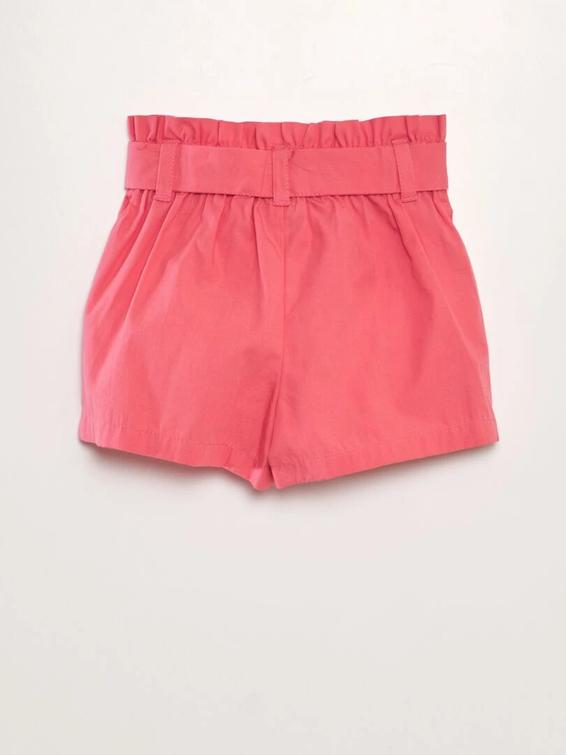 Short ceinturé en popeline   Fuschia