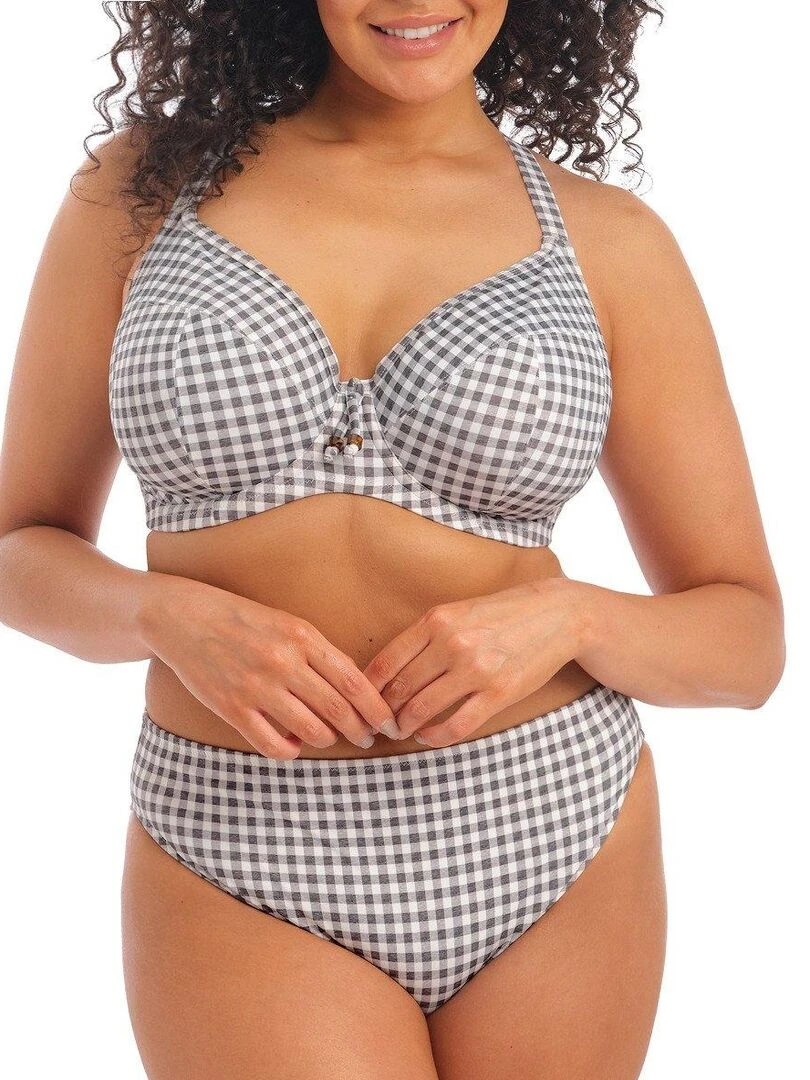Haut de maillot de bain plongeant grande taille Checkmate Gris