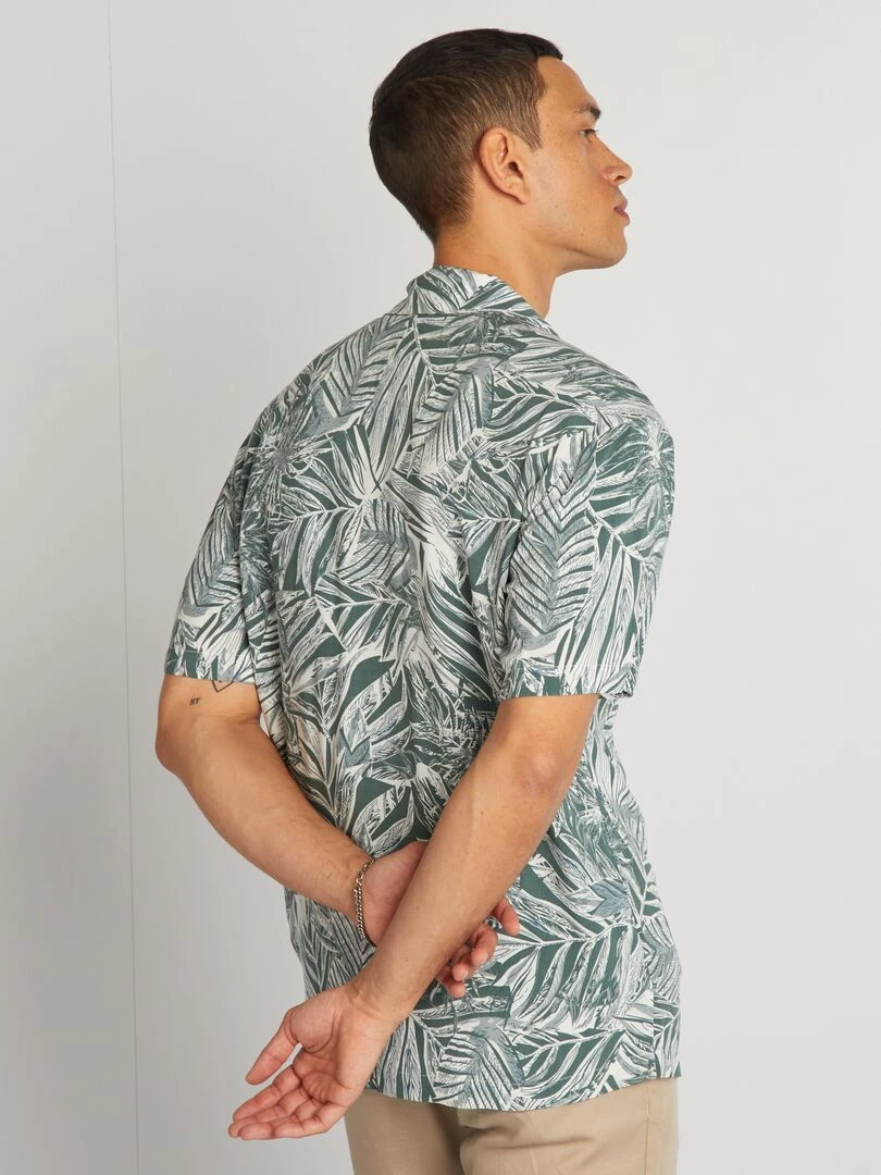 Chemise imprimée à manches courtes   Vert