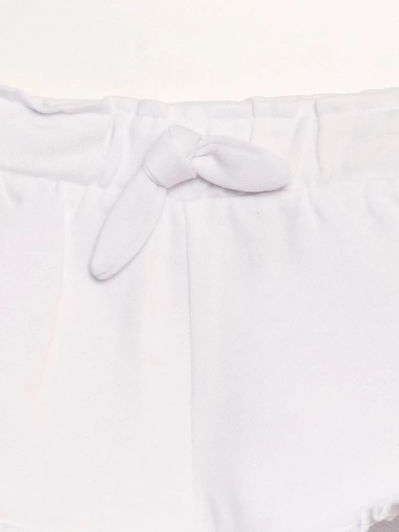 Short en molleton avec volants   blanc