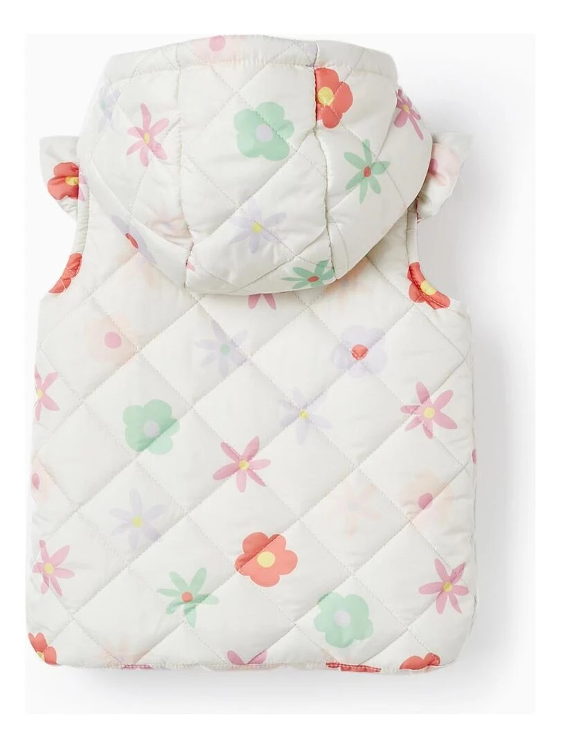 Gilet Matelassé avec Capuche et Motif Floral pour Bébé Fille THE WAVE TRIBE Blanc