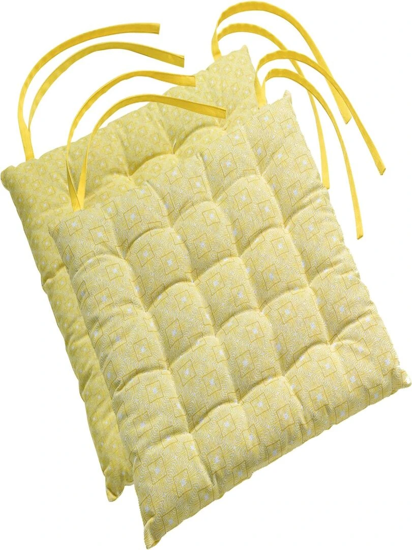 Galette de chaise matelassee reversible Berbere Jaune