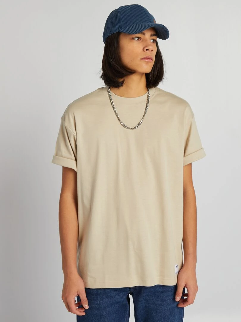 T shirt col rond en coton   Gris
