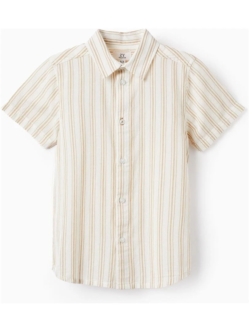Chemise à rayures à manches courtes en coton pour garçon manches courtes PICASSO Beige