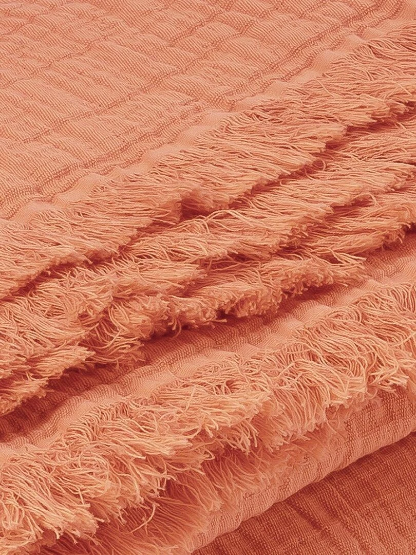 Plaid gaze de coton matelassé Orange