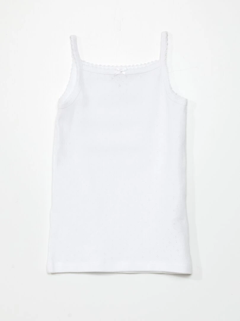 Lot de 3 débardeurs en maille pointelle Blanc/gris