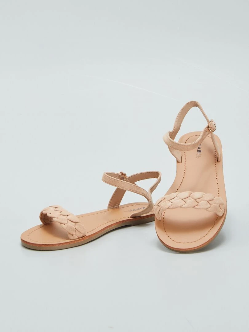 Sandales avec brides tressées   Rose